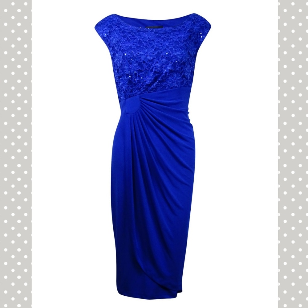 Connected Apparel Lace Overlay Dress